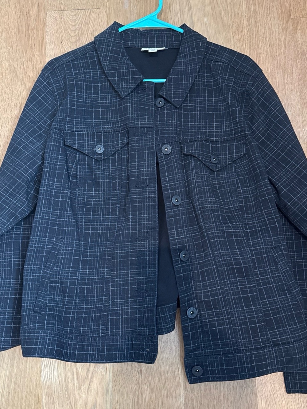 Style&Co Women's Black Plaid Button-Front Denim Jacket | Jean Jacket NWOT